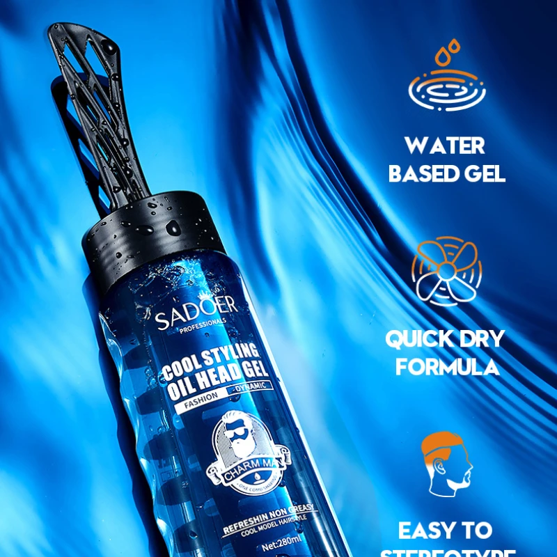 280ml Hair Styling Gel Oil with A Comb Head Gel Powerful and Durable Natural Fluffy and Fragrant Hair Spray for Curly