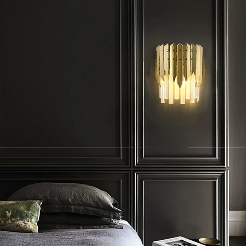 

Gold Modern Wall Lamps LED Lights Glass Wall Decoration Chrome Home Decor Room Black Interior for Bedroom Nightlight for Bedside