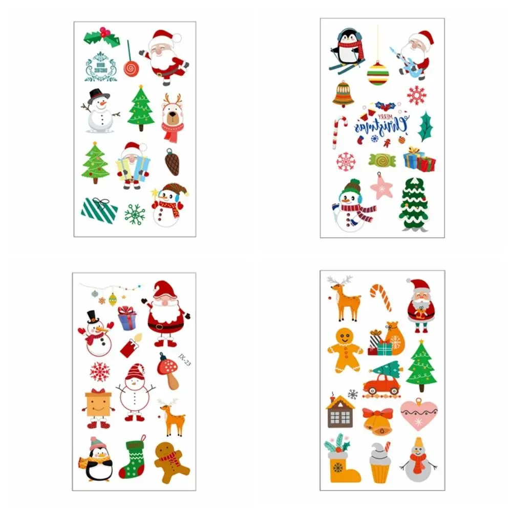 

Портативные водонепроницаемые Мультяшные наклейки, одноразовые рождественские Временные татуировки, наклейки на руку, руки, тело, Мультяшные наклейки