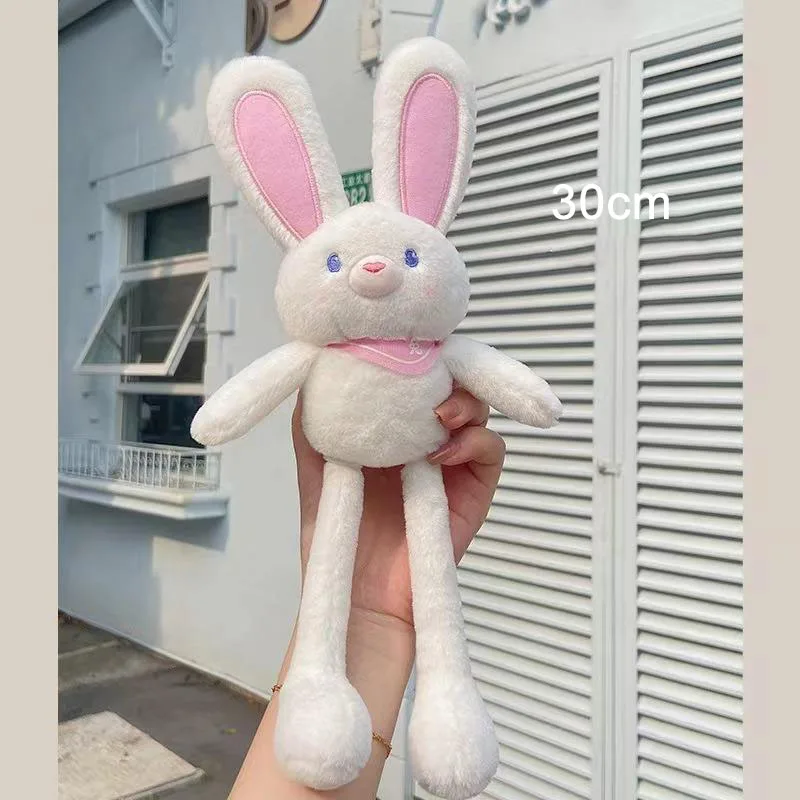 30cm Long Ear Bunny Plush Toy Kids Funny Adjustable Cartoon Animal Dolls Stuffed Toys Children Girls Favor for Birthday Gifts squeezable plush pig keyring mini stuffed pig keychain bag hanging pendant children backpack ornament girls favor gift dropship