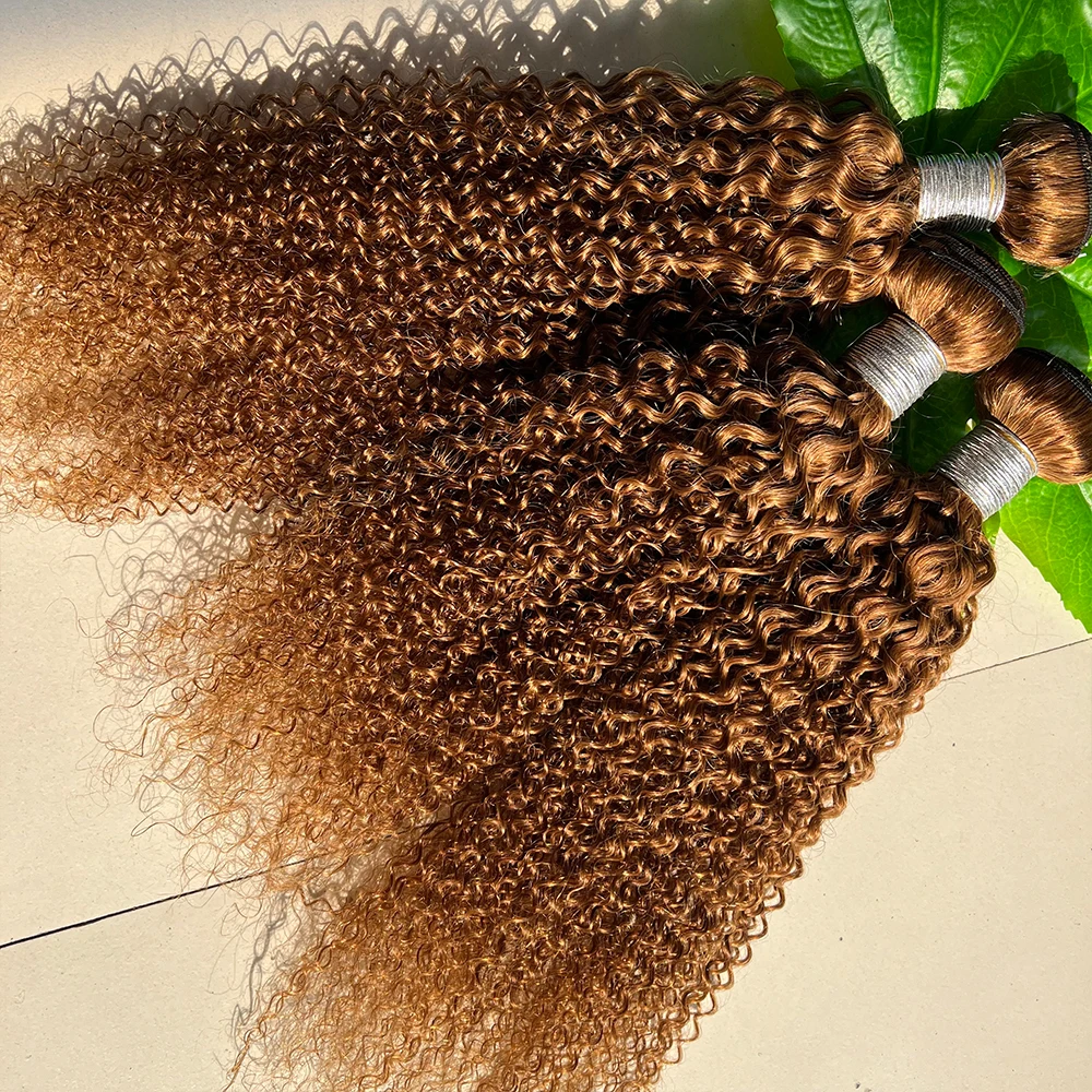 #30 Brown Kinky Curly Bundles 12A Burmese Curly Bundles 100% Human Hair Pixie Curls Raw Hair Bundles Unprocessed Human hair Deal 4