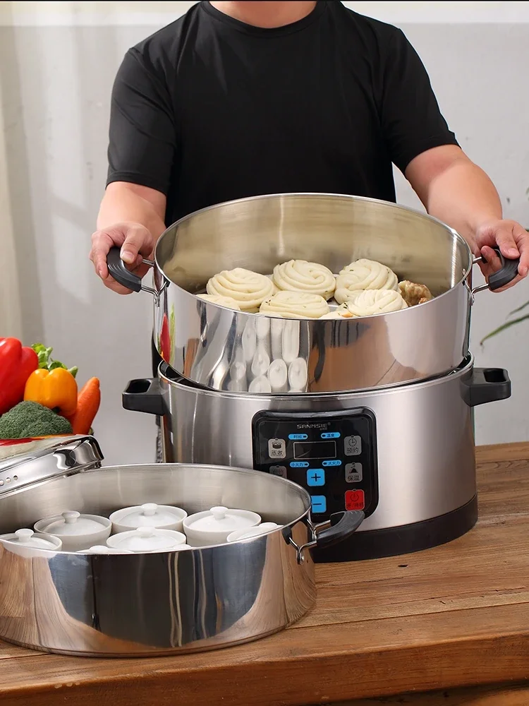 Sanmsie42cm Electric Steamer Steamer Multi-layer Stainless Steel  Food Warmer 4