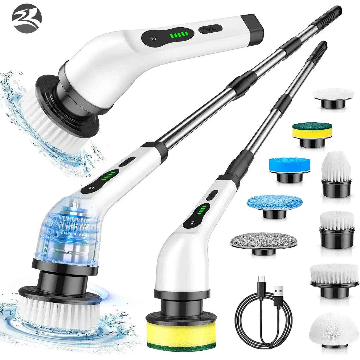 Adaptive Brush Electric Spin Scrubber Turbo Scrub Cleaning Brush Extension Handle Chargeable Cordless Power Bathroom Wash Hand
