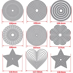 Layered Geometry Die Cut Metal Cutting Dies Stitched Circle Oval Love Star DIY Scrapbooking Craft Embossing Dies 2021 Hot Sale