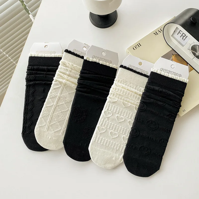 

Sweet Cotton Women Socks Lolita White Heart Socks Female jK Long Socks Girls Streetwear Gift Calcetine mujer