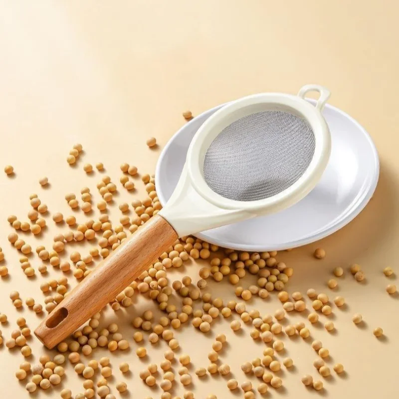 Flour Sieve Sugar Powder Juice Soybean Milk Foam Filter Fine Screen Wooden Handle Kitchen Baking Tools flour sifter,baking tools,mesh strainer,fine mesh strainer,powder sieve
