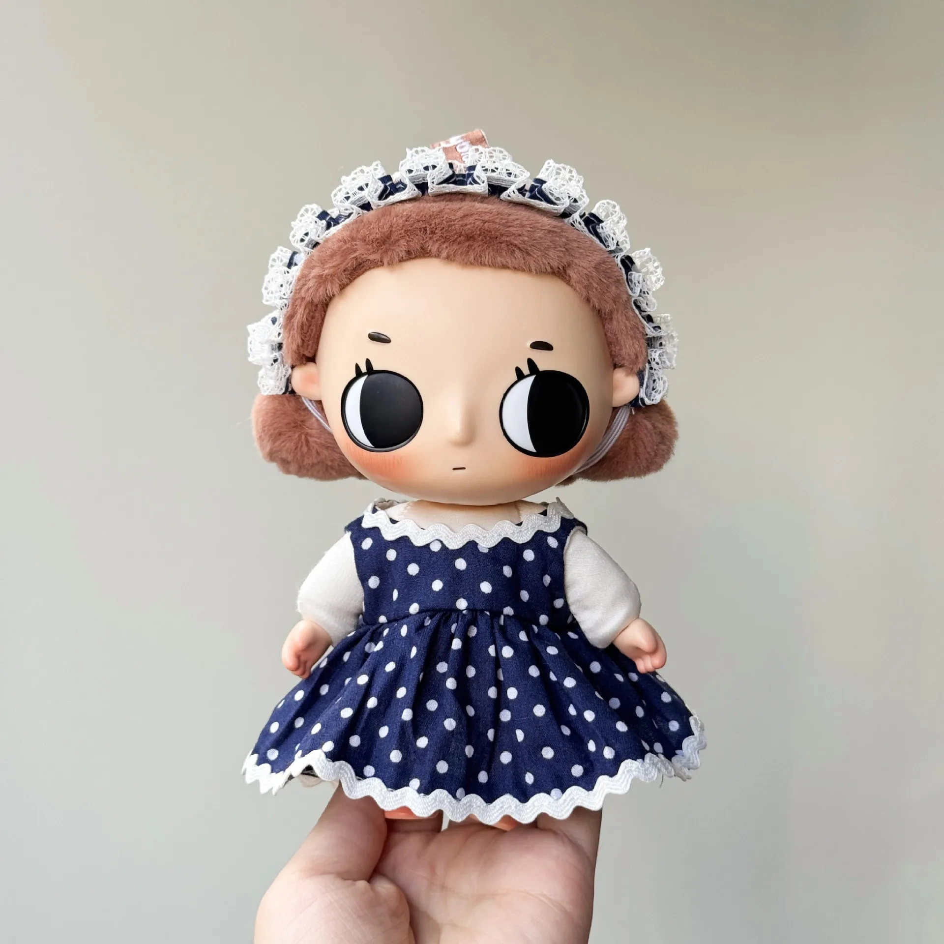 Polka Dot Mini Doll Dress with Cute Accessories (Doll Not Included)