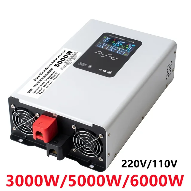 อินเวอร์เตอร์ PURE Sine WAVE 3000W 5000W 6000W DC 12V 24V 48V 60V 7 ถึง AC 110V 220V Converter RV รถอินเวอร์เตอร์พลังงานแสงอาทิตย์ 1