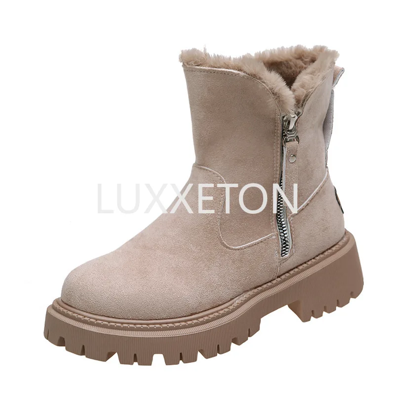 

Thick Plush Snow Boots Women Faux Suede Non-slip Winter Boots Woman Keep Warm Cotton Padded Shoes Platform Ankle Booties 2022Lad