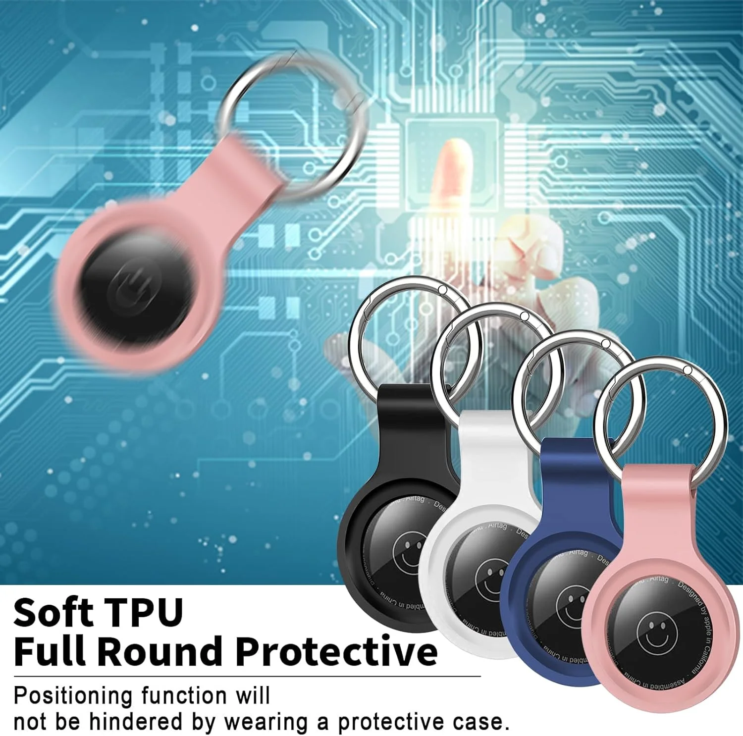 Silicone Protective Keychain Cover for Airtags - Pet Collar and Accessory Holder