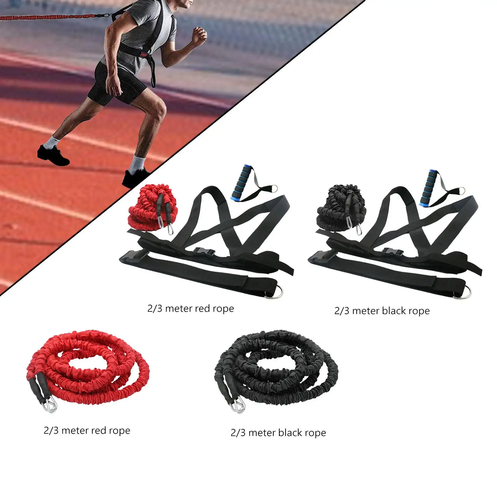 Resistance Explosive Training Rope 50lbs with Handle Men Women Resistance Tube Band for Agility Speed Strength Gym Equipment