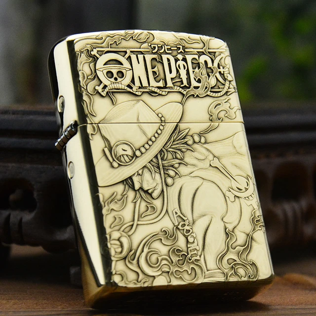 One Piece Brass Double-sided Embossment 3d Ace Kerosene Lighter Male  Personality Creative Brass Cigarette Lighter New Wholesale - Animation  Derivatives/peripheral Products - AliExpress