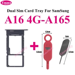 Dual SIM Card Slot Tray Holder and Reader Socket Replacement with Eject Pin (A16 4G A165 Black)