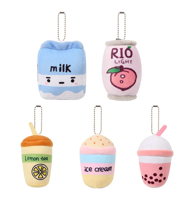 

new Boutique Soft Cute Imitation Fruit Milk Tea Cup Creative Milk Box Plush Pendant Doll lifelike bag decorate couple gift