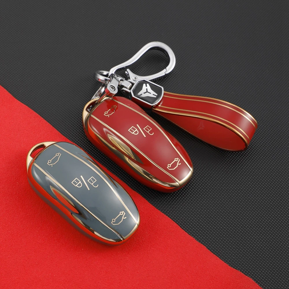 2022 New For Tesla Model 3 Y Car Key Case Cover Soft TPU Full Protection Bag Shell Holder Fob Keychain