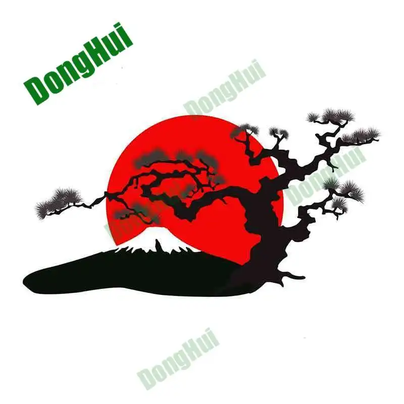 

Japanese landscape red sun and cherry blossom car sticker Mount sunset map motorcycle car fuel tank cover skateboardsticker