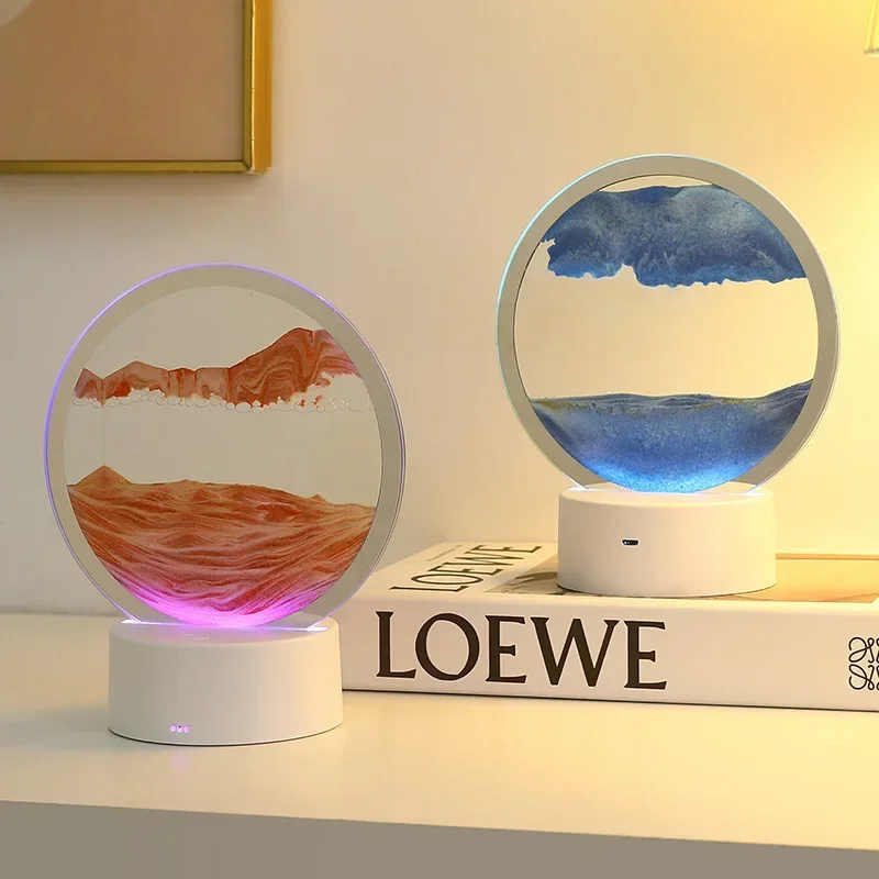 Multicolor Hourglass Light with 3D Moving Sand Art and Deep Sea Display