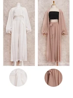 Sexy Solid Color Three-Piece Set 2025 Autumn Women Tube Top Beach Dress Crop Top Trousers Long Sleeve Cardigan 3 Piece Set A1642 - Image 5