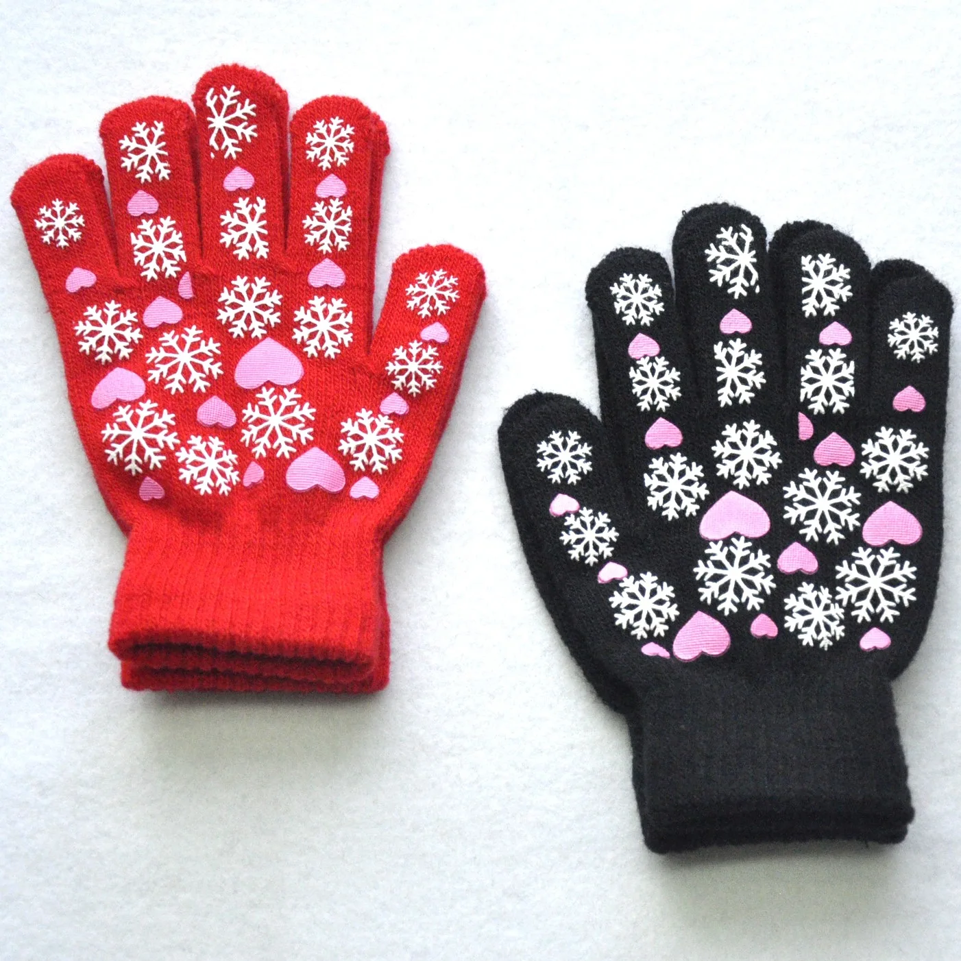 6-11Y Children Warm Gloves Winter New Students Kids Snowflake Love Print Knitted Mittens Outdoor Knitting Cycling Skiing Gloves 5