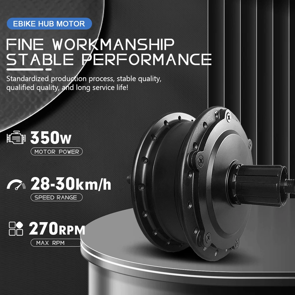 Ebike Conversion Kit 350W 36V48V Rear Cassette Geared Brushless Hub Motor Wheel for 16-29inch 700C Motor Rim with KT display