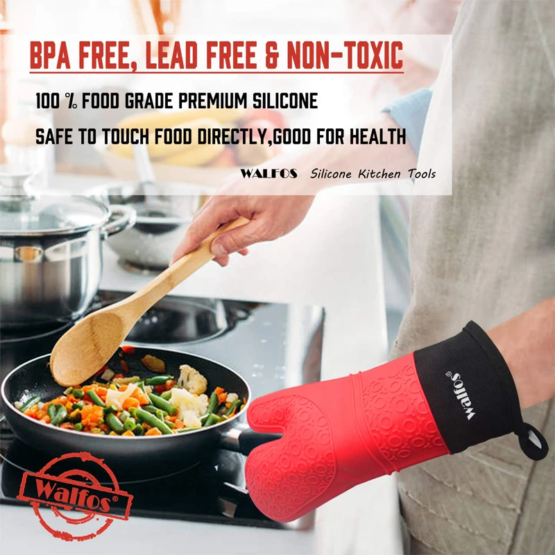 Silicone Oven Walfos Gloves Kitchen Gloves Silicone Walfos RED