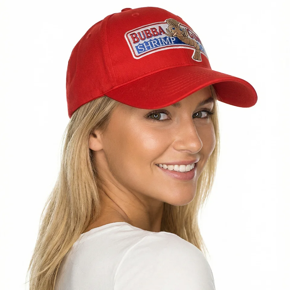 Cappellino Bubba Gump Regolabile Con Gamberetti Ricamati, Baseball Cap In Cotone, Rosso, Unisex