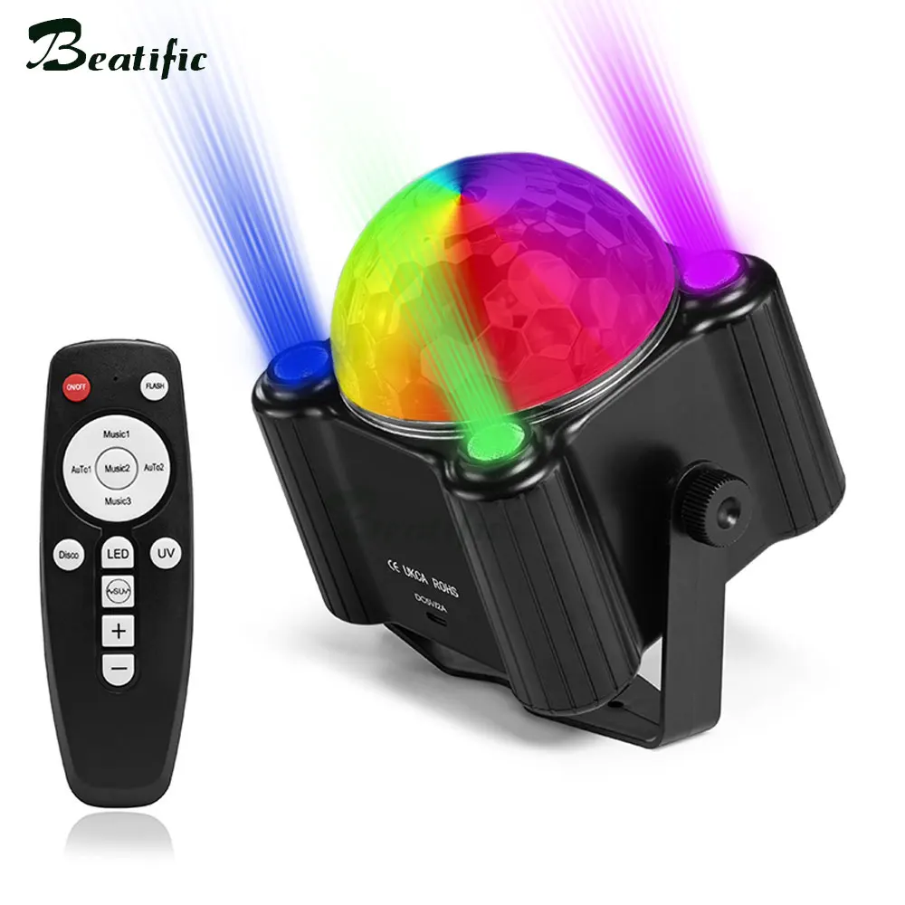 

Led Disco Party Lights for Home NightClub Bar Karaoke Stage Evening Game Rotating Magic Ball Strobe Par Light Black UV 3in1