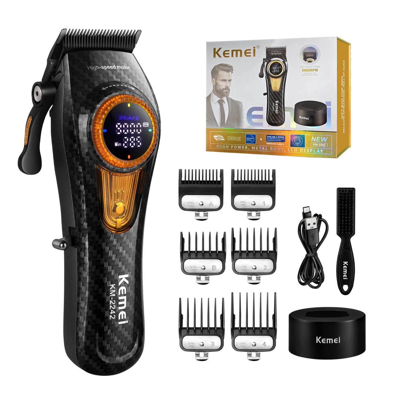 Kemei ماكينة قص الشعر الاحترافية 9000 دورة في الدق...