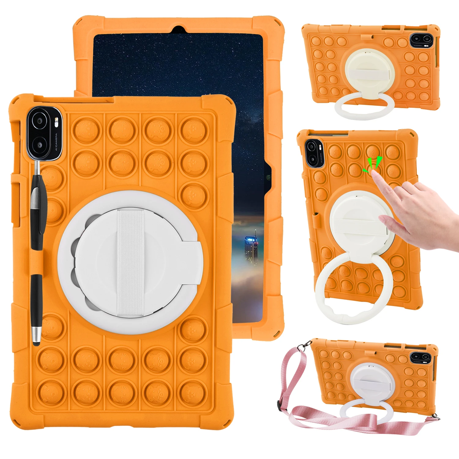 For Samsung Galaxy Tab S8 X700 X706 2022 Case Shockproof Rotating Stand Tablet Cover Push Bubble Pen Holder Kids Shockproof Capa