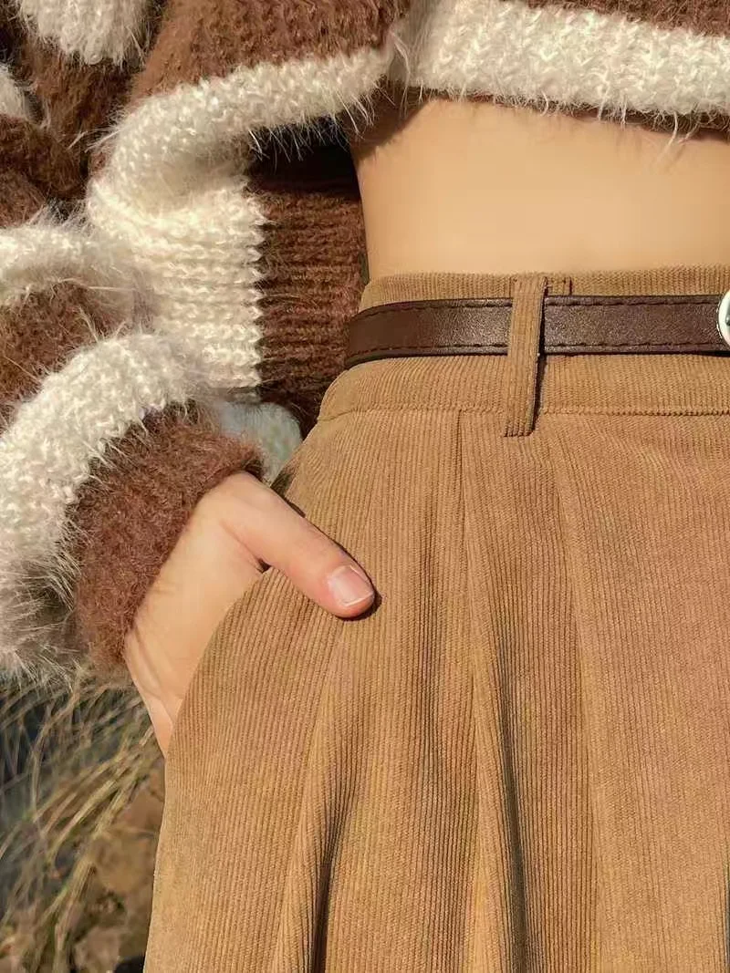 Clothes Women's Corduroy Skirt 9mm Black Corduroy Skirt 9mm