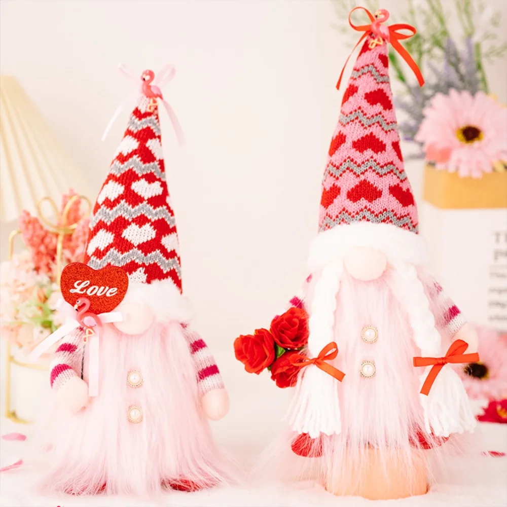 

Reusable Valentine's Day Dwarfs Faceless Doll Sequin Handmade Craft Valentine’s Day Decorations Plush Hat Soft