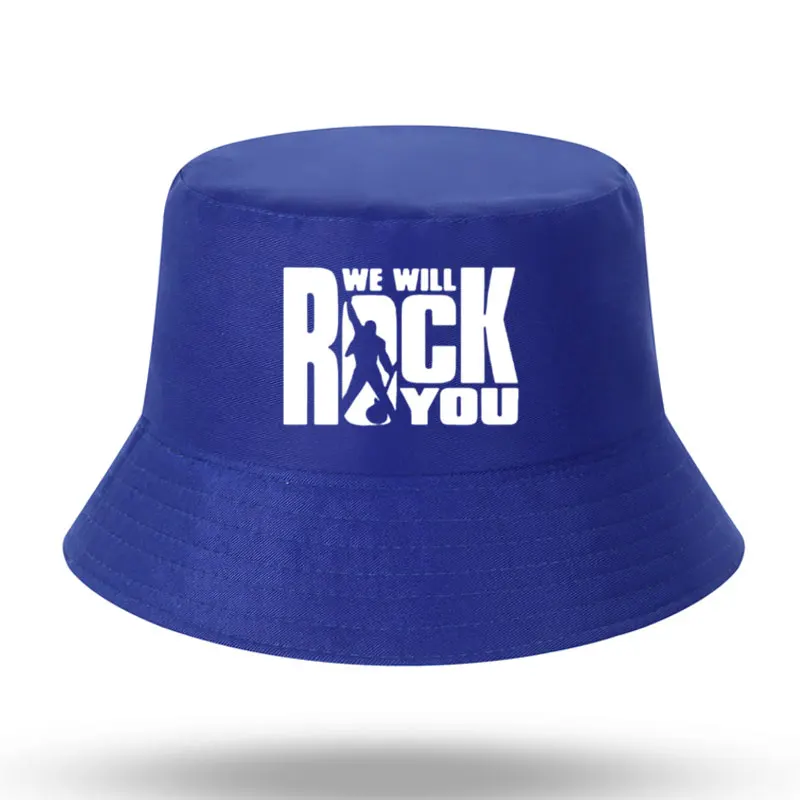 We Will Rock You Print Queen Rock Band Men Women Bucket Hat Outdoor Panama  Fishing Cap Fisherman Hat Women Harajuku Fishing Hat