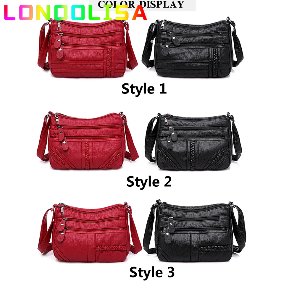 Women Bag Pu Soft Leather Shoulder Bag Multi-layer Crossbody Bag