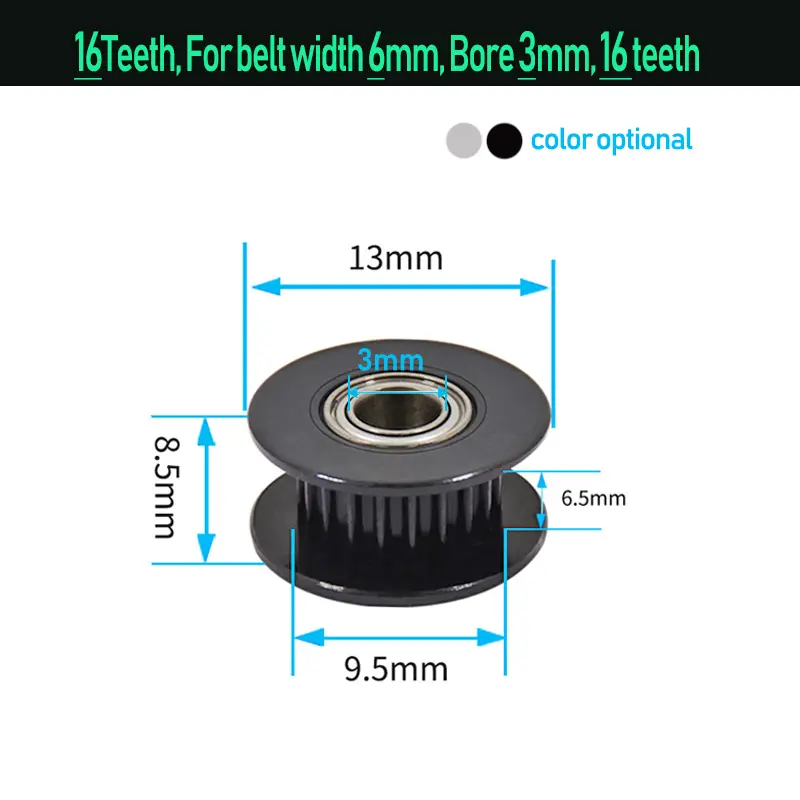 GT2 Idler Timing Pulley 16-tooth 20-Teeth with 3mm or 5mm Bore with Bearings for 3D Printer Parts Timing Belt 6mm 10mm image 10