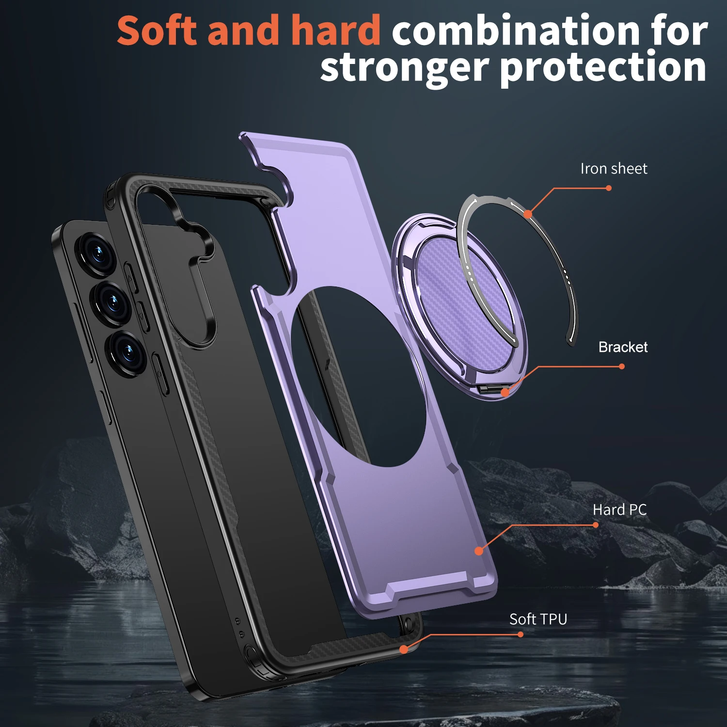 360° Rotating Magnetic TPU Phone Case with Shockproof Kickstand and Slim Design