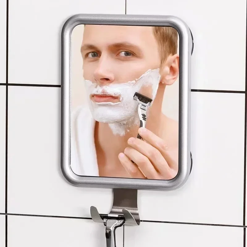 Bathroom Anti-fog Mirror Powerful Suction Cup Bath Shower Mirrors Wall Mounted Make Up Man Shaving Mirror With Shaver Holder 2