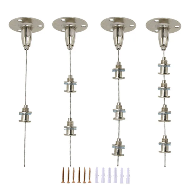 Pendurado Código Fio Corda Stainess Aço com Parafusos Rolhas Buraco para Painel de Display Board Light Chandelier Pcs 0.53m Ajustável