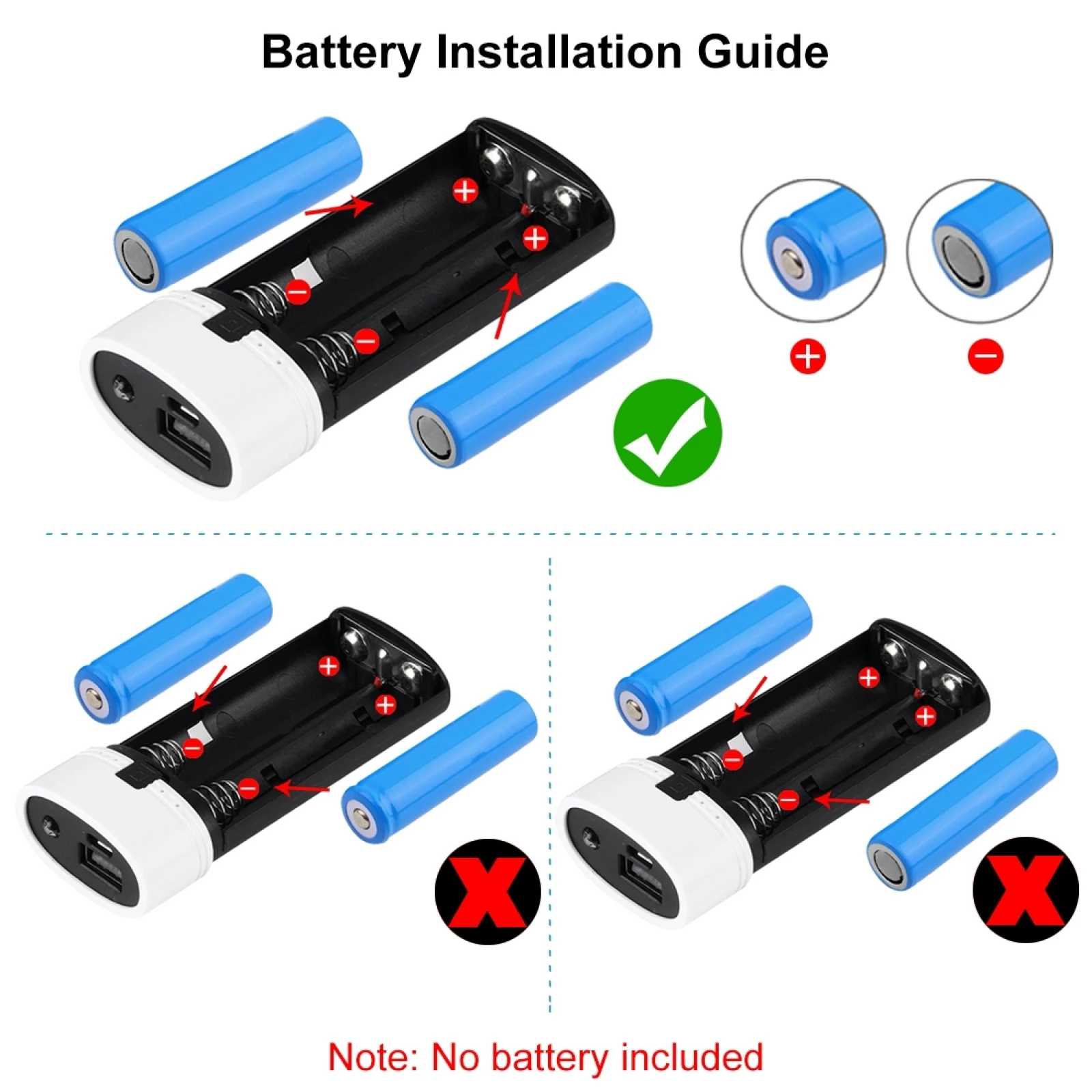Battery Storage Box Power Bank Case Battery Power Bank Box HAWEEL DIY 2x 18650 Battery 5600mAh Power Bank Shell Box with USB Output & Indicator