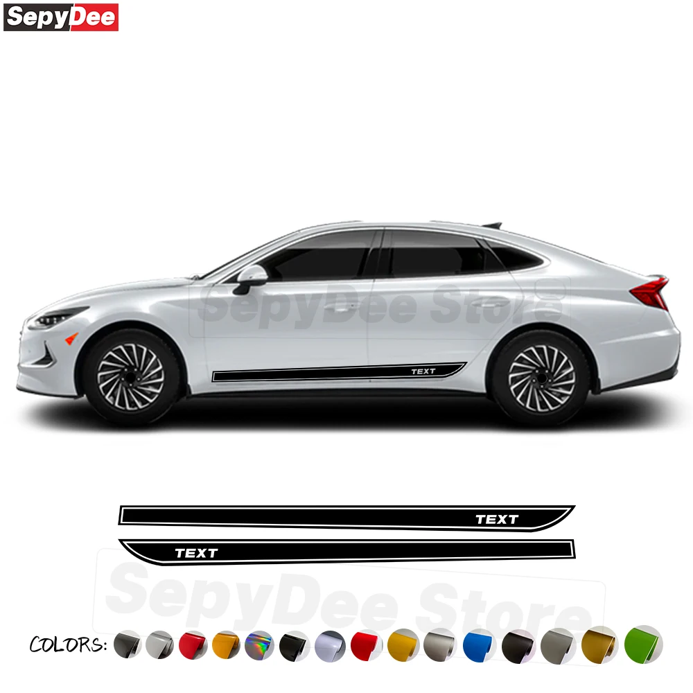

2Pcs Racing Sport Car Door Side Skirt Stickers for Hyundai Sonata Text Customized Body Decor Vinyl Film Decals Car Accessories