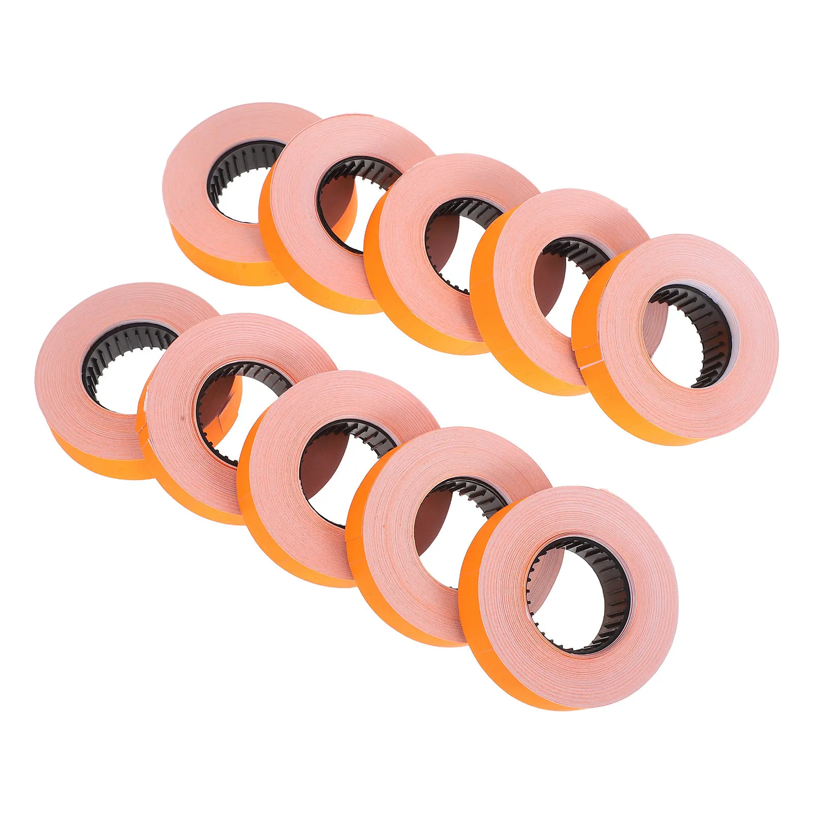 10롤 오렌지색 가격표 라벨 용지 롤 Mx-6600 라벨러 기계와 호환 가능 쇼핑몰, 공장, 사무실에 다용도로 사용 가능 빠르고 간편함