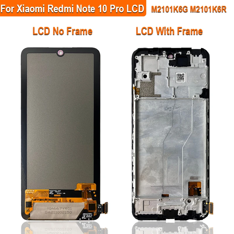 레드미 노트용 슈퍼 AMOLED LCD 터치 스크린 디지타이저 어셈블리, 레드미 노트 10 프로 LCD M2101K6G M2101K6R LCD, 6.67 인치