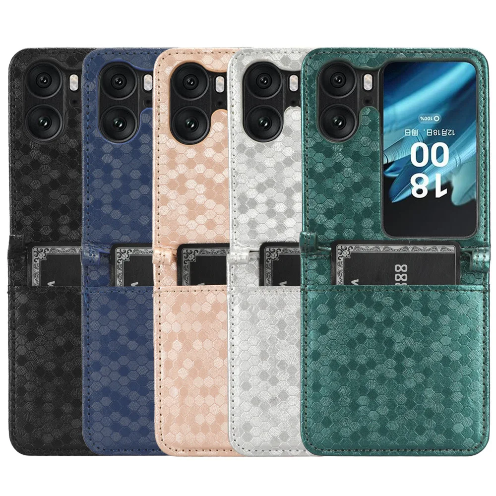 Geometric Leather Card Holder Wallet Non-Slip Shockproof Phone Case Cover