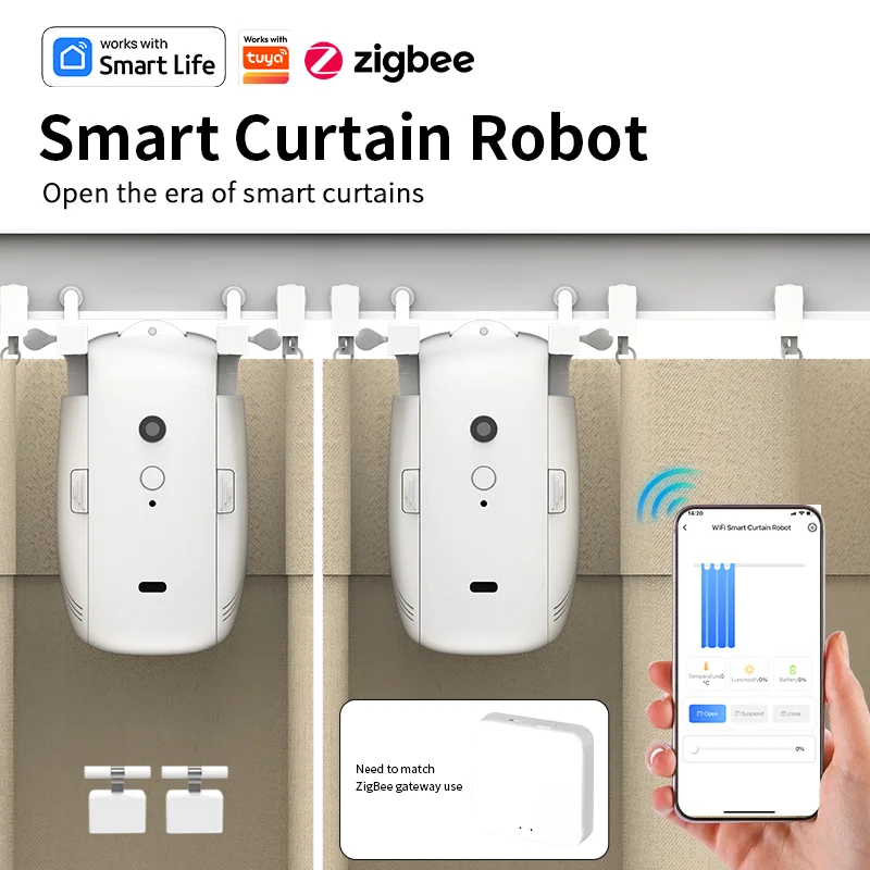 สมาร์ท Zigbee ผ้าม่านมอเตอร์สําหรับ T U Rail สมาร์ทผ้าม่าน Pusher หุ่นยนต์สนับสนุน Siri Google Home Alexa Voice Control 1