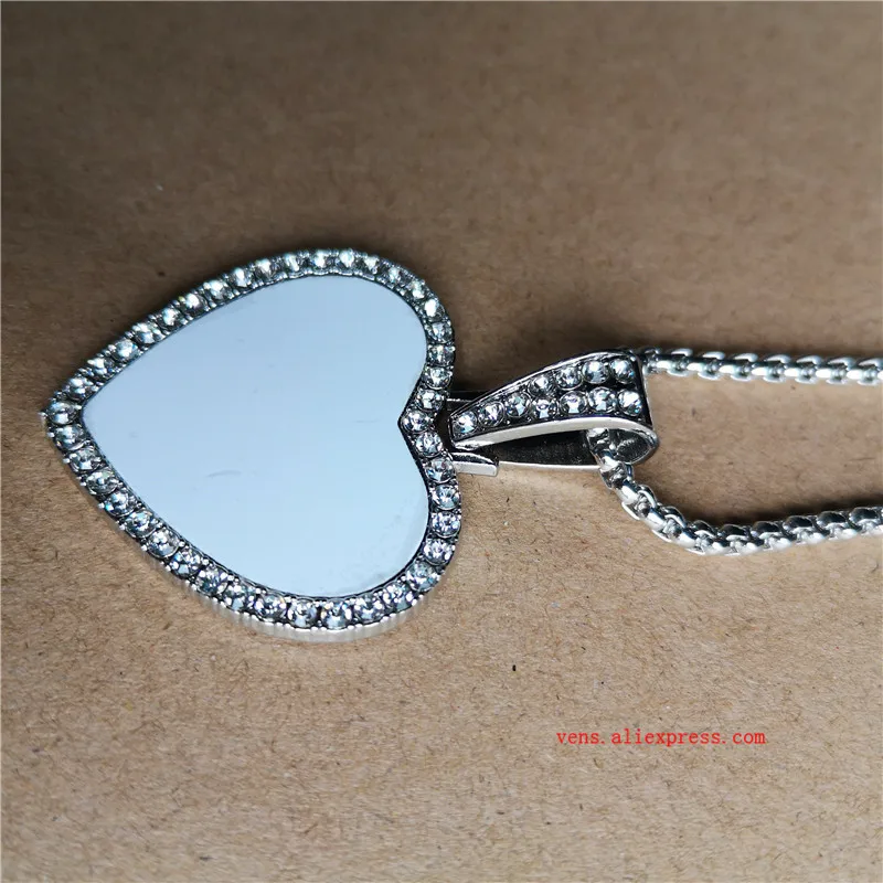 sublimation blank heart shape  necklaces pendants hot transfer printing pendant jewelry consumables one sided printing 10pcs/lot 5