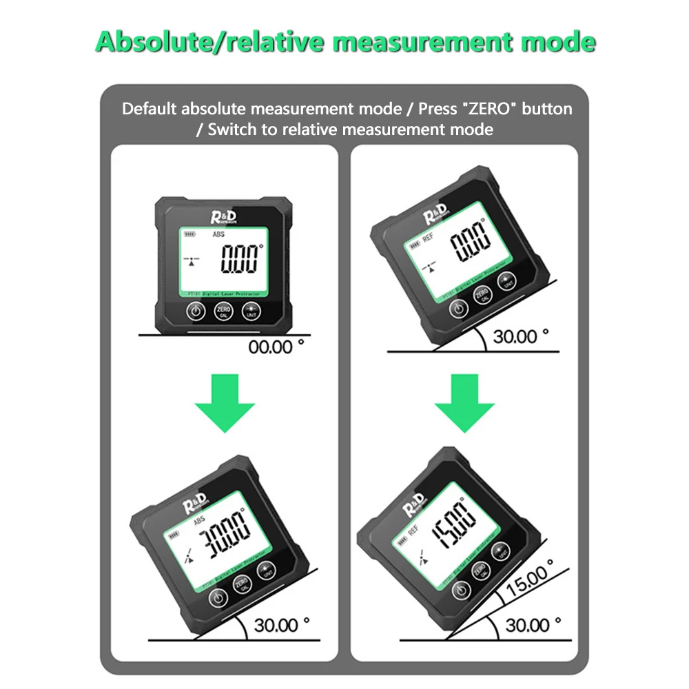 R&D PT180 PT181 Laser Digital Protractor Angle Measure Inclinometer 3 in 1 Laser Level Box Type-C Charging Angle meter for home