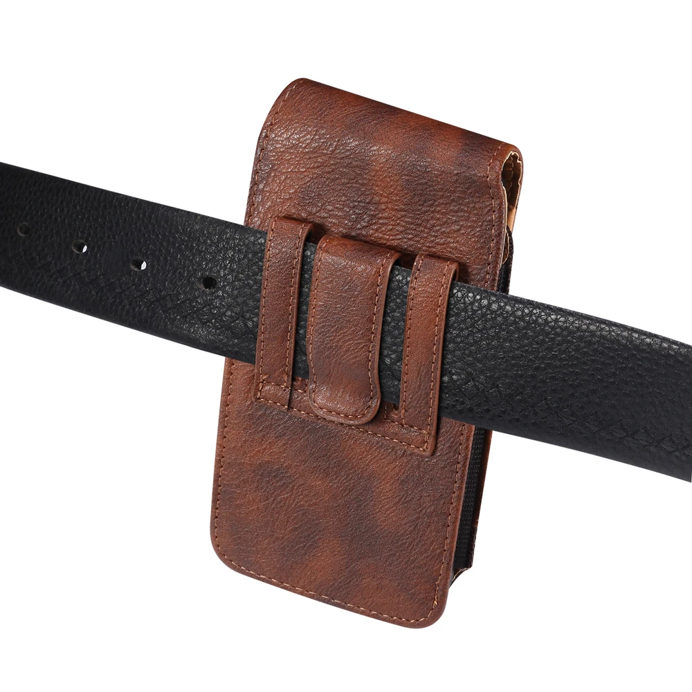 Leather Men Waist Bag-Universal Mobile Phone Belt Clip Case for iPhone 16 15 14 13 Pro Max Samsung Galaxy S22 S23 Xiaomi Huawei