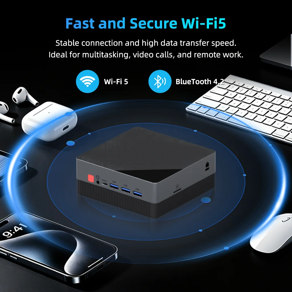 Texhoo MINI PC Intel Core I3 5005U 5th Gen CPU 8G RAM 128G SSD NVMe*2 HDMI*2 Dual LAN 15W Soft Router Signage Office Computer