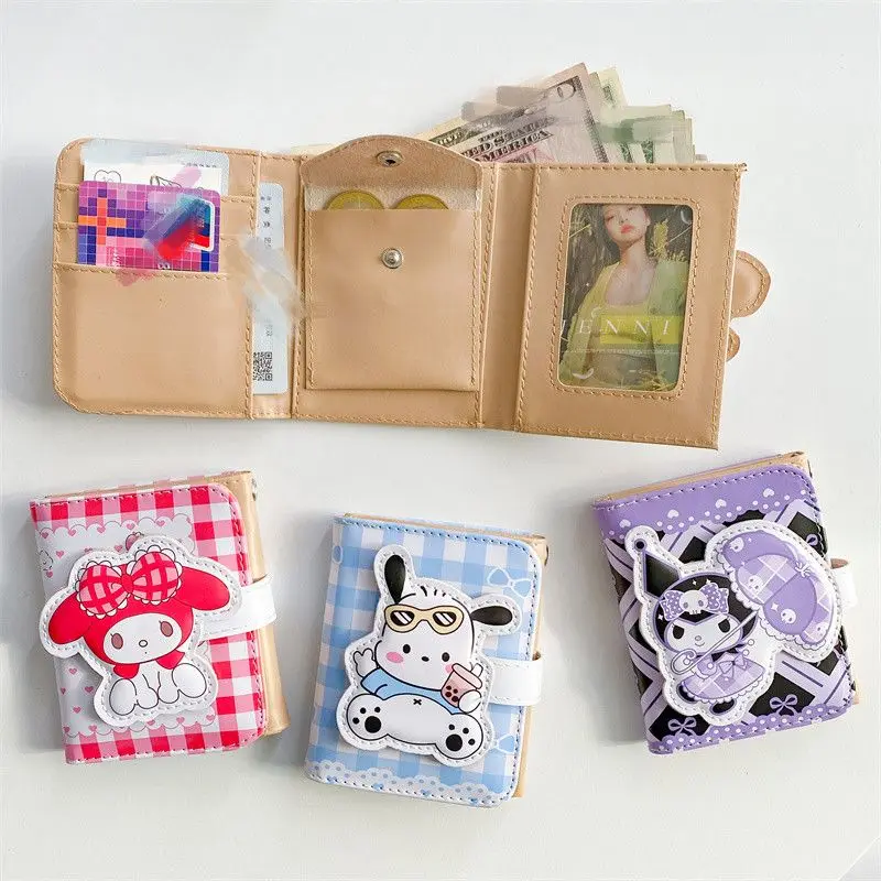

Kawaii Pachacco Mymelody мультфильм милый Pu кошелек Sanrio короткий многофункциональный кошелек милый студенческий кошелек для карт складная сумка для смены
