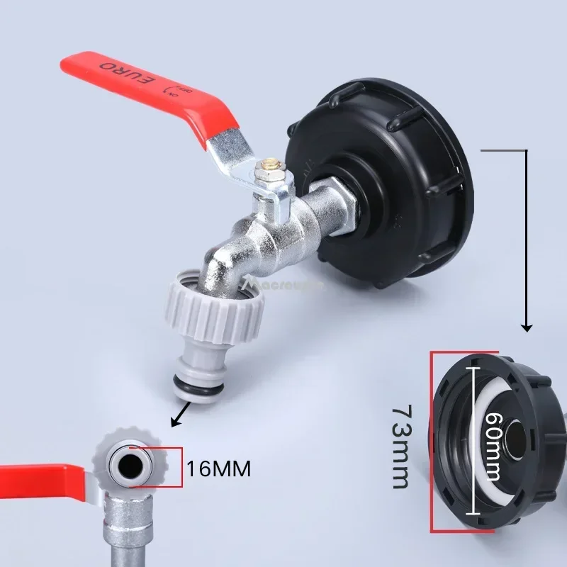 

IBC Tank Tap Adapter S60X6 Coarse Thread Garden Quick Connect Faucet Alloy Replacement Valve Fitting Connect Replacement Garden