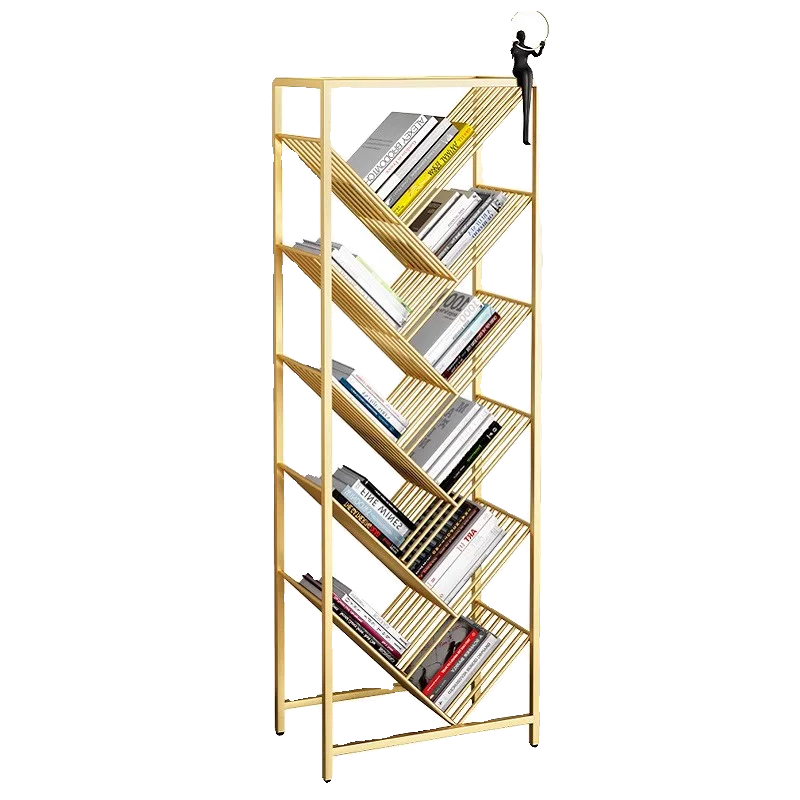 Multi-Tier Floor Bookshelf Iron Magazine Rack Kids Book Storage Tree Design No Assembly Bookcase Office Furniture Estante FYMR